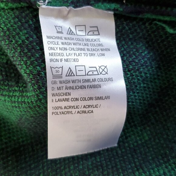 G.I.L.I. Womens Floral Crew Sweater XL Navy Blue Green Jacquard Knit Old Money - Picture 4 of 4